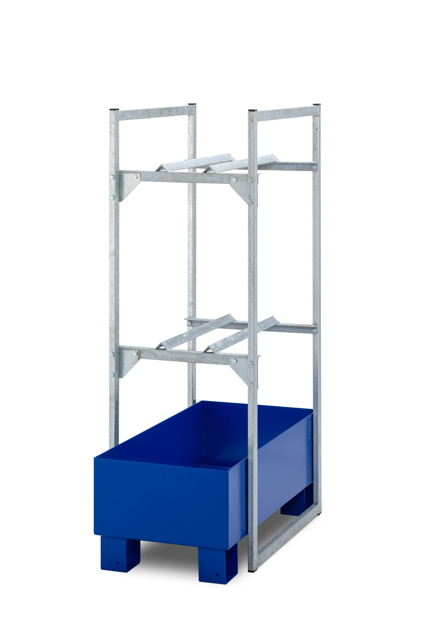 11481_02_Fassregal_Stahlwanne_2021-02 Cemo Fassregal Typ 120 mit Stahlauffangwanne und Fassauflagen