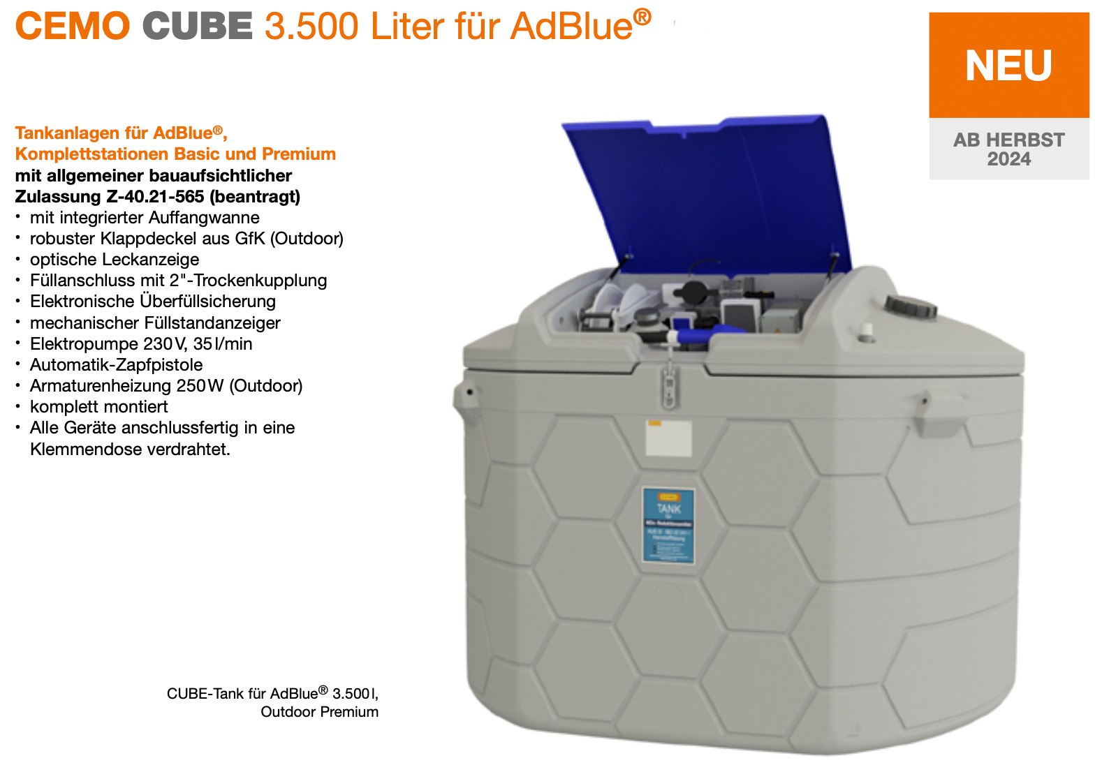 Tankanlage für AdBlue® mit CUBE Tanks Tankanlage für AdBlue® mit CUBE Tanks