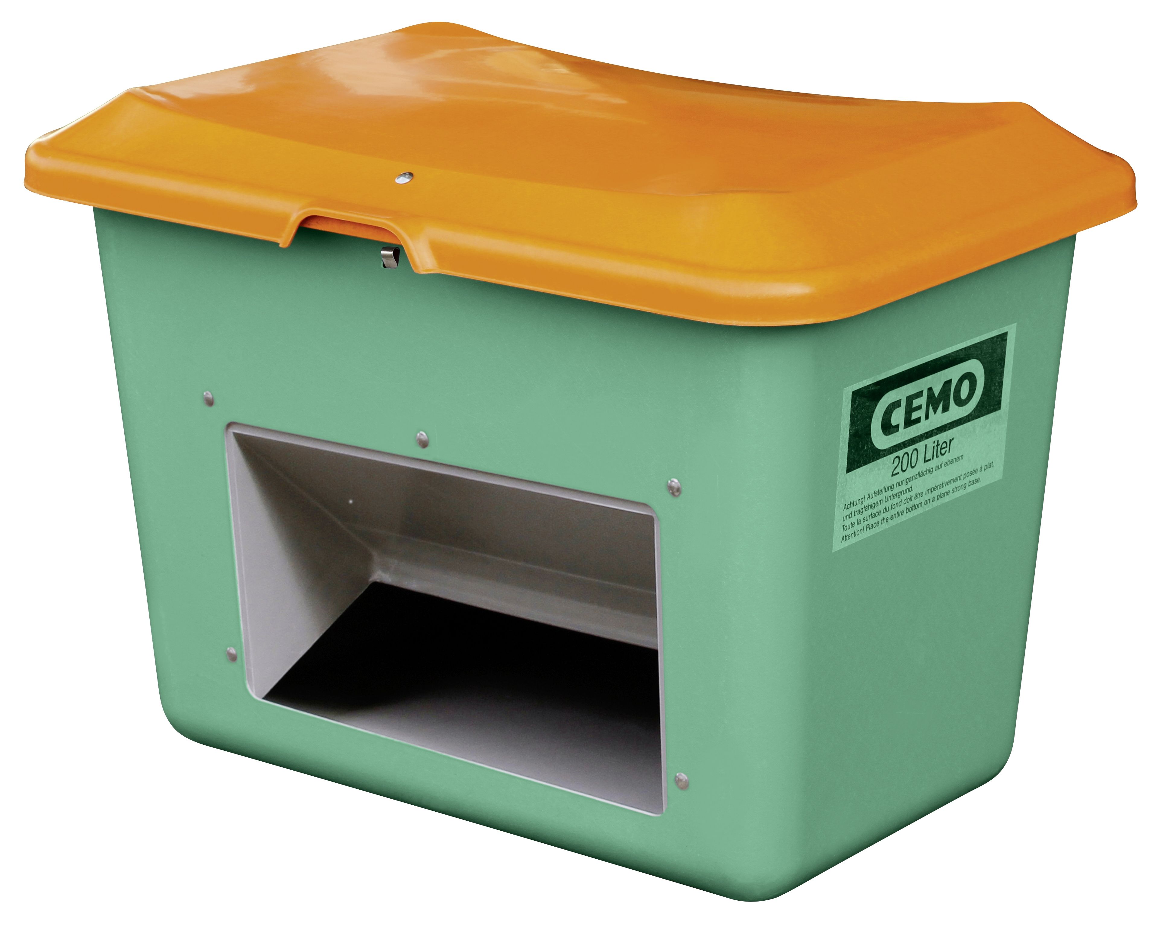 GFK-Streugutbehälter Plus3 200 Liter mit Entnahme-Öffnung, Farbe grün