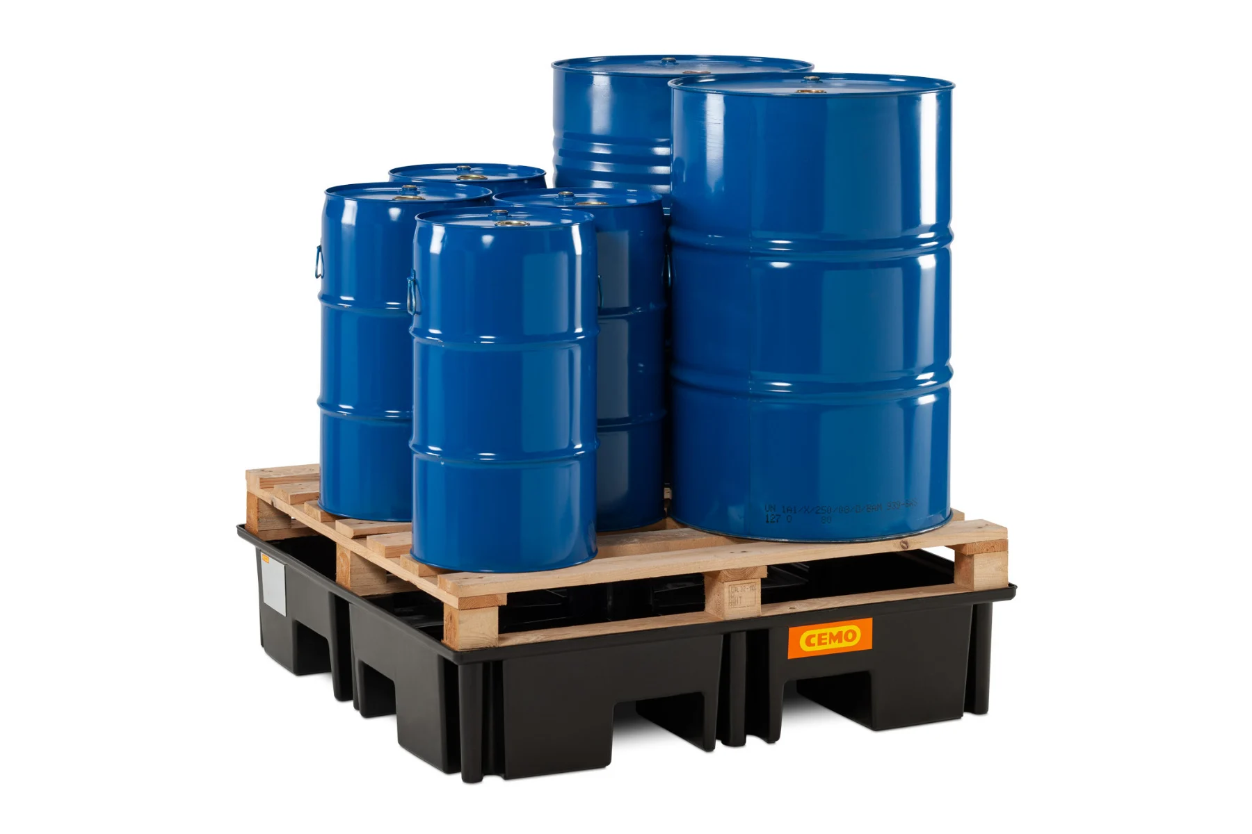 Beispiel Palettenauffangwanne aus PE Lagerung ohne Rost Beispiel Palettenauffangwanne aus PE Lagerung mit Palette