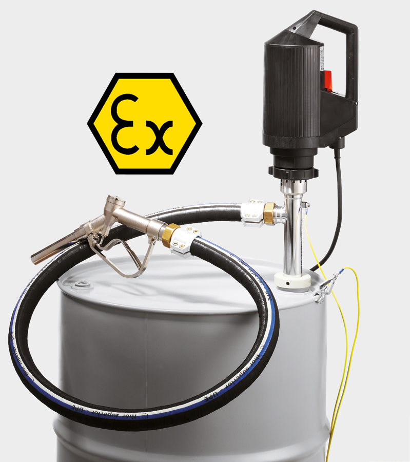 Fass-Pumpe_Ex-klusiv-Set_10445-neu Cemo IBC- und Fasspumpe für Lösungsmittel und brennbare Flüssigkeiten - EX-klusiv-Set