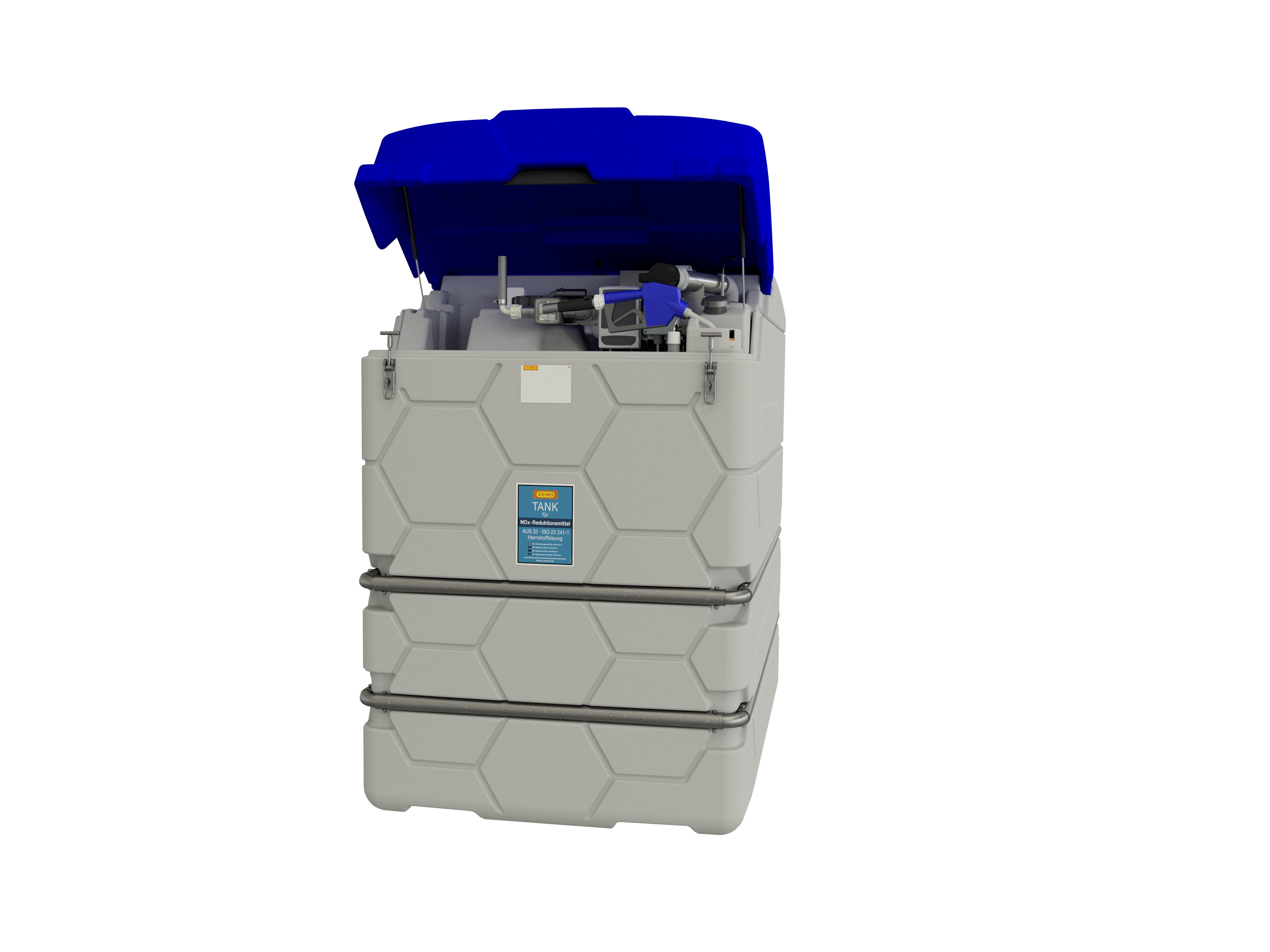 Tank, Kraftstoff, Brennstoff, rechteckiger Behälter, blauer Deckel, Tanks, Runtime tank, Rotationstank, Gas tank, Container