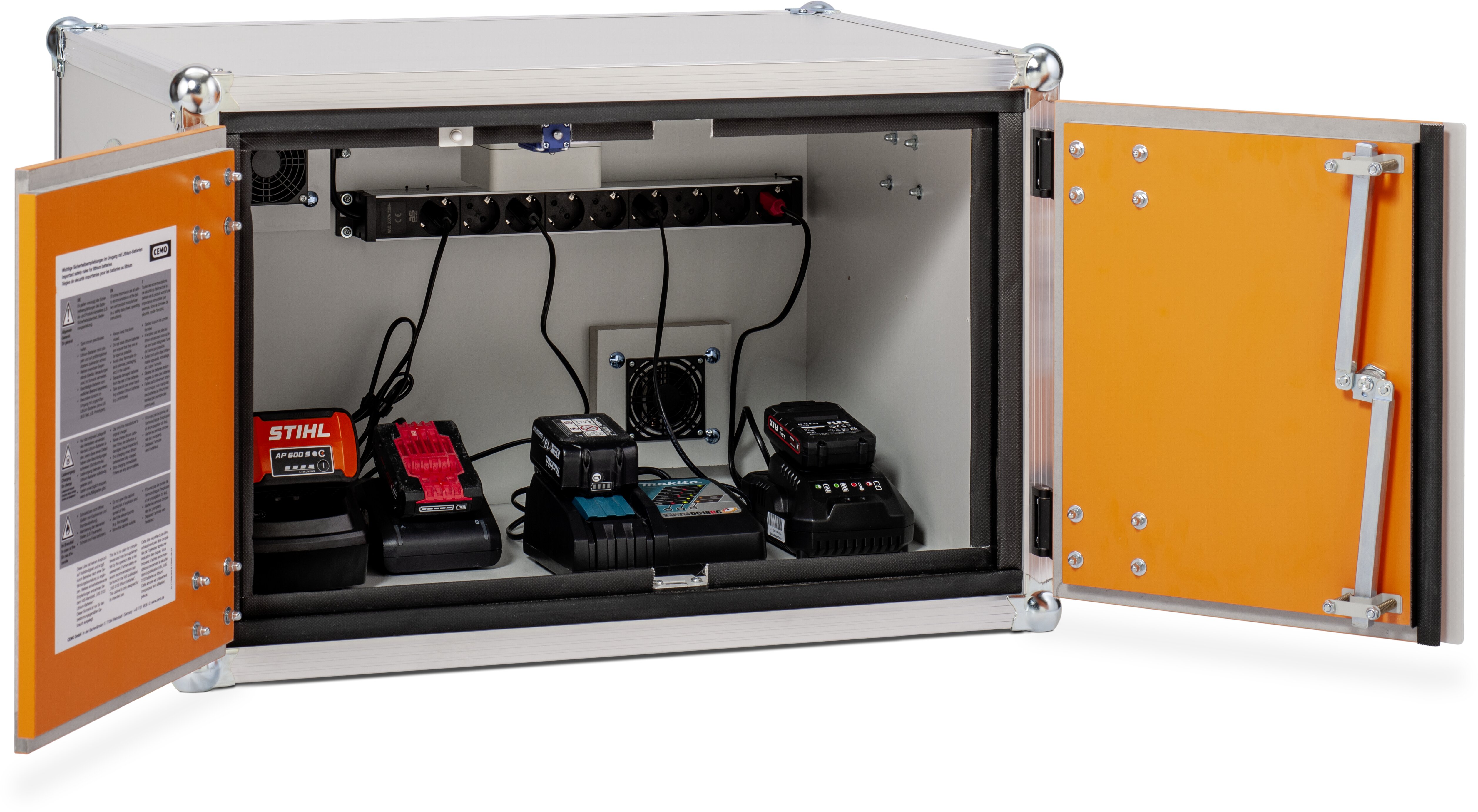 Beispiel Akku-Ladeschrank 8/5 mit 9fach Steckerleiste ohne Füssen Beispiel Akku-Ladeschrank 8/5 mit 9fach Steckerleiste ohne Füssen