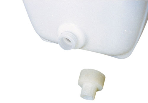 PE-Getraenkefaesser_Fitting-Hahn_8895-8896-1304-1306 Beispiel Adapter mit AG 1" und Auslaufhahn mit IG 1"