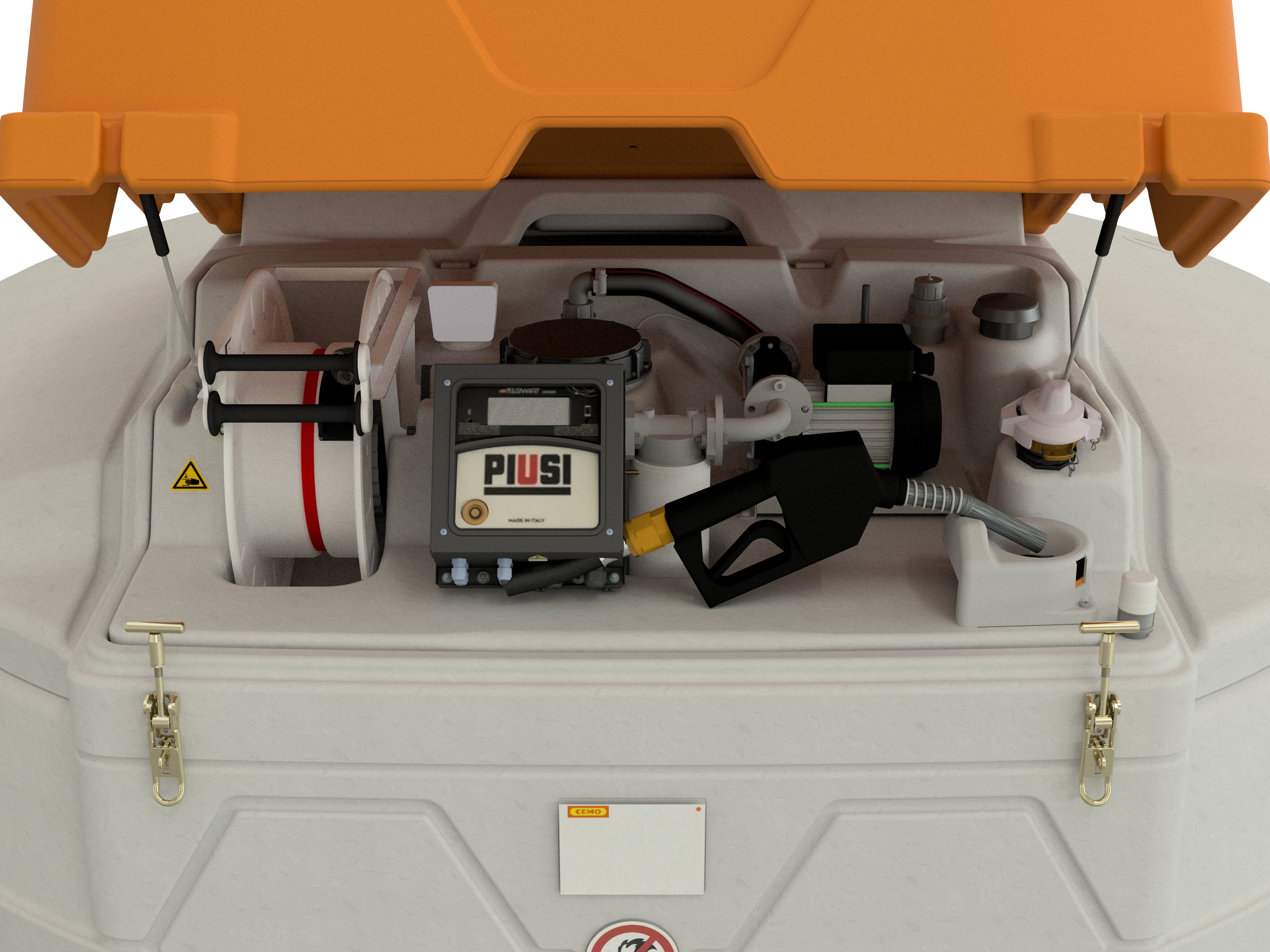 Kraftstofftank, Pumpenmotor, Gasoline Pump, Tankinhalt, Gerätehaube