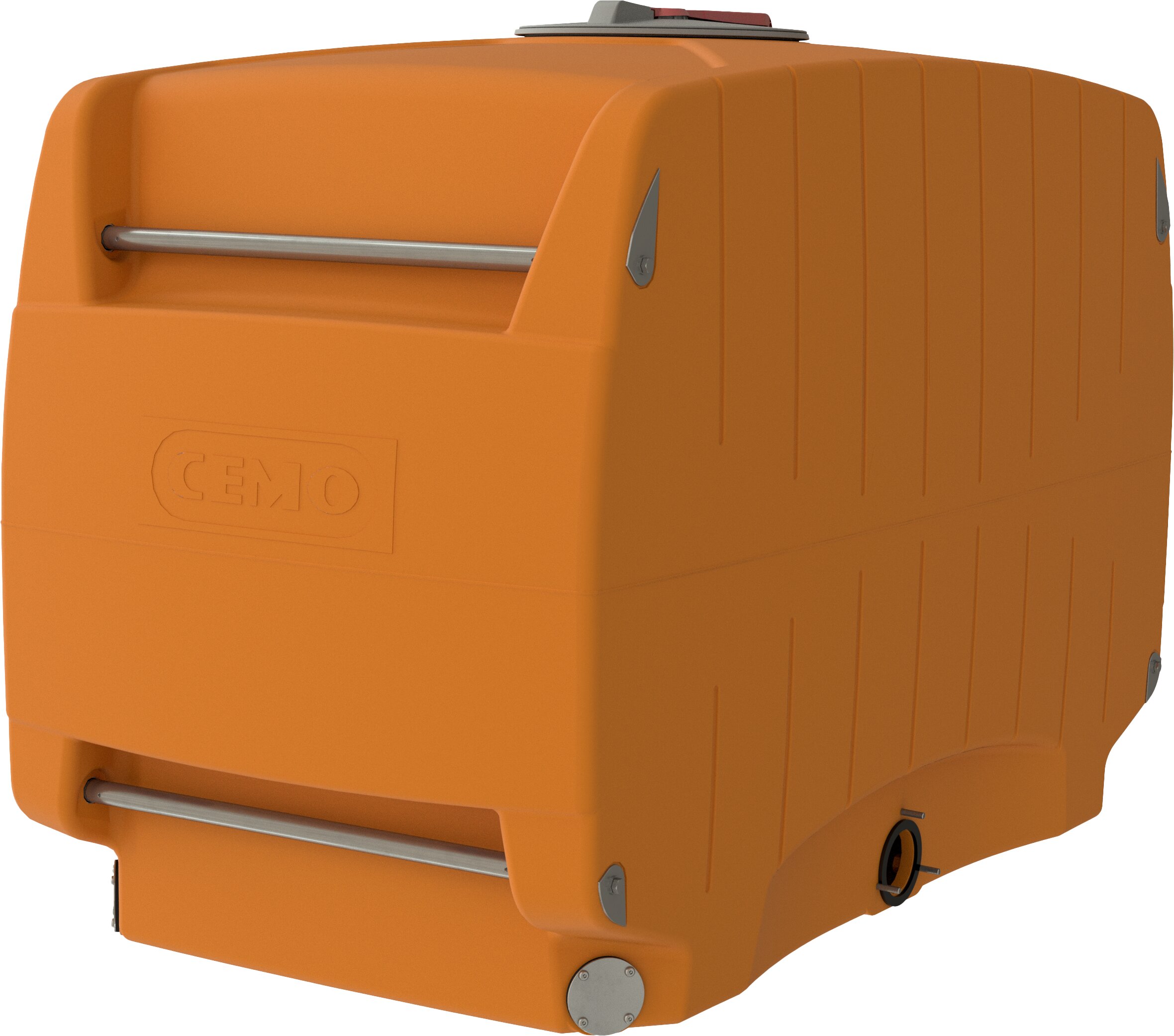 orange, Trolley, Koffer, Stahlstangen, Gepäck