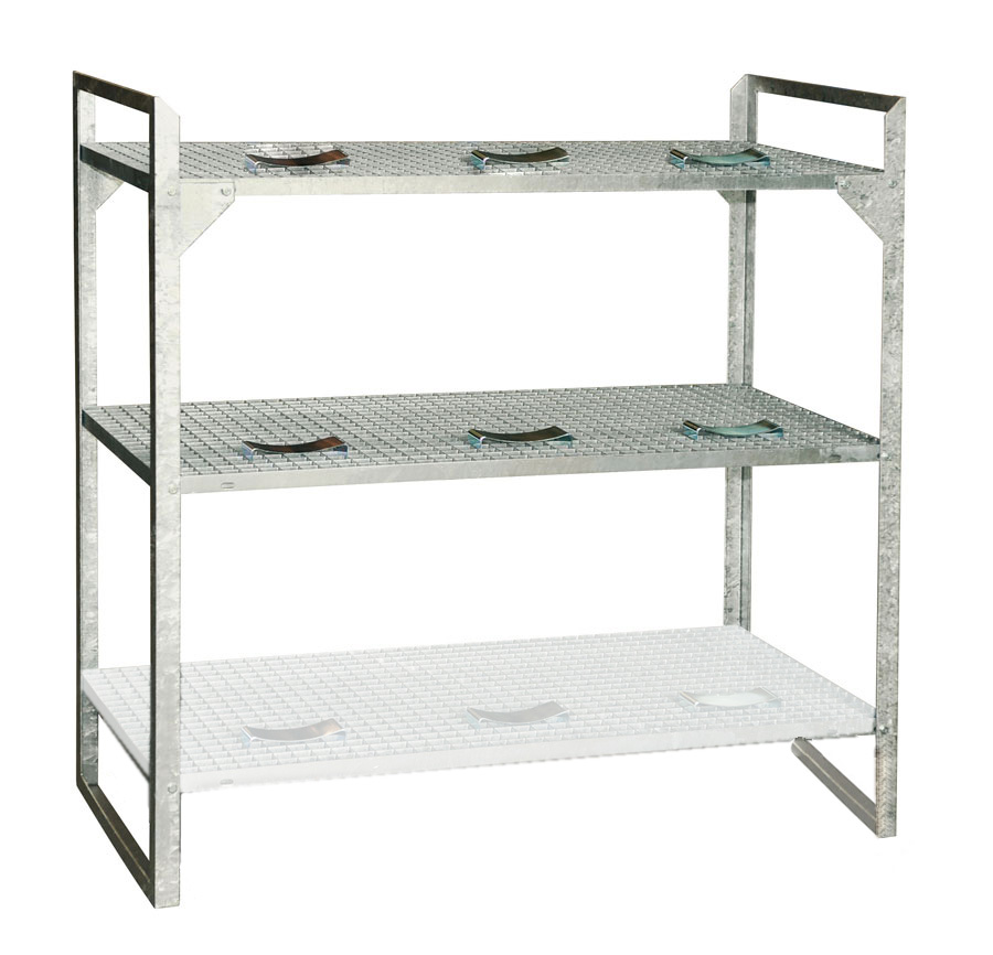 7643-Fassregal-Typ360-2-Ebenen-ohne-Wanne Fassregal Typ 360 mit 2 Lagerebenen und Fassauflagen – Zubehör für PE-Gefahrstoffdepot 220/2