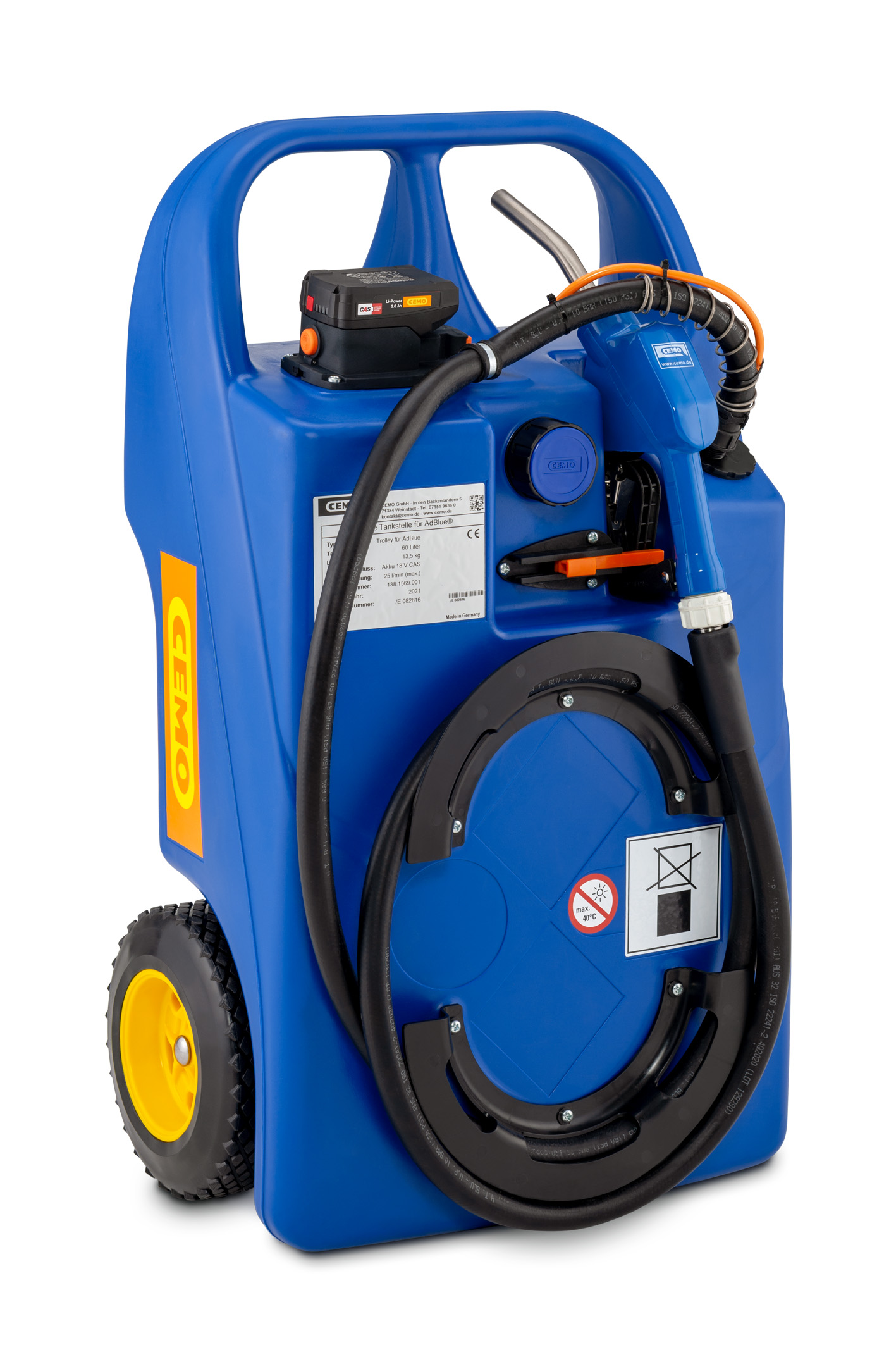 11599_02_Trolley_60L_CASAkku_2021-06 Trolley für AdBlue® (AUS32) mit Pumpe und CAS-Akkusystem | Ladegerät – 60 Liter