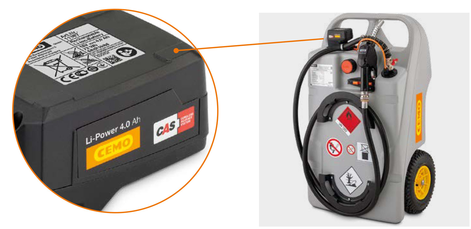 CEMO_CAS_Akku-System-Diesel-Trolley Dieseltrolley 100 Liter mit CAS-Akku-System