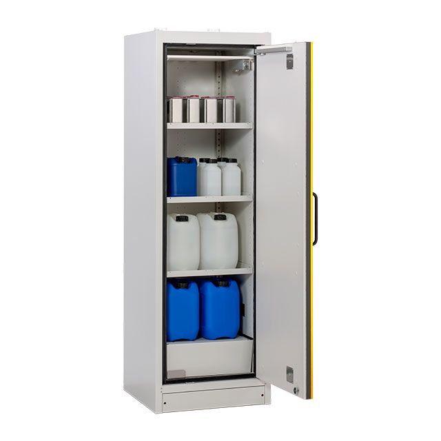 PROline-Sicherheitsschrank 6|20 Typ 90 Türanschlag rechts | gelb geöffnet PROline-Sicherheitsschrank 6|20 Typ 90 Türanschlag rechts | gelb geöffnet