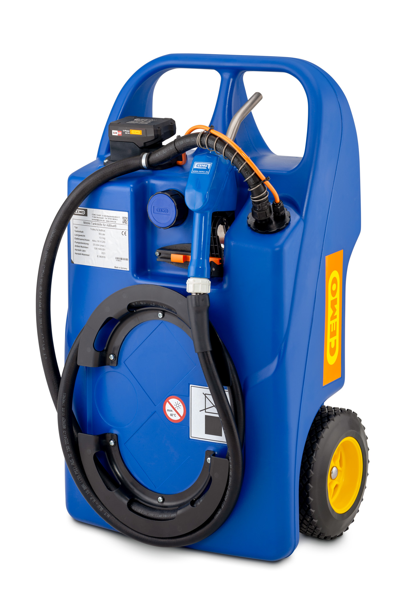 11599_01_Trolley_60L_CASAkku_2021-06 Trolley für AdBlue® (AUS32) mit Pumpe und CAS-Akkusystem | Ladegerät – 60 Liter