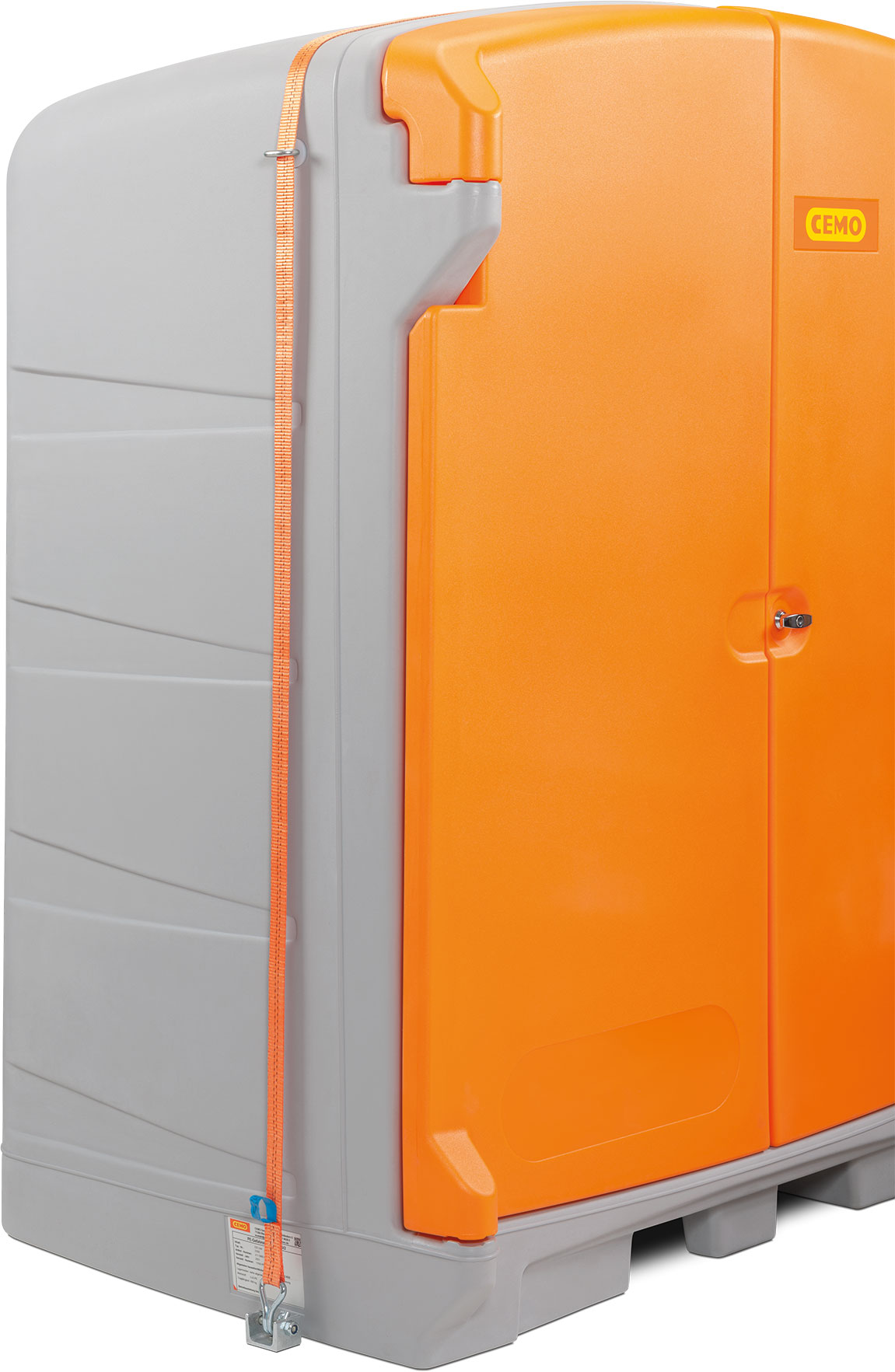 11360_Windlastsicherung_01_Gefahrstoffdepot_k_2022-01 Windlastsicherung für PE-Gefahrstoffdepot Cemo 11360 – Anwendungsbeispiel