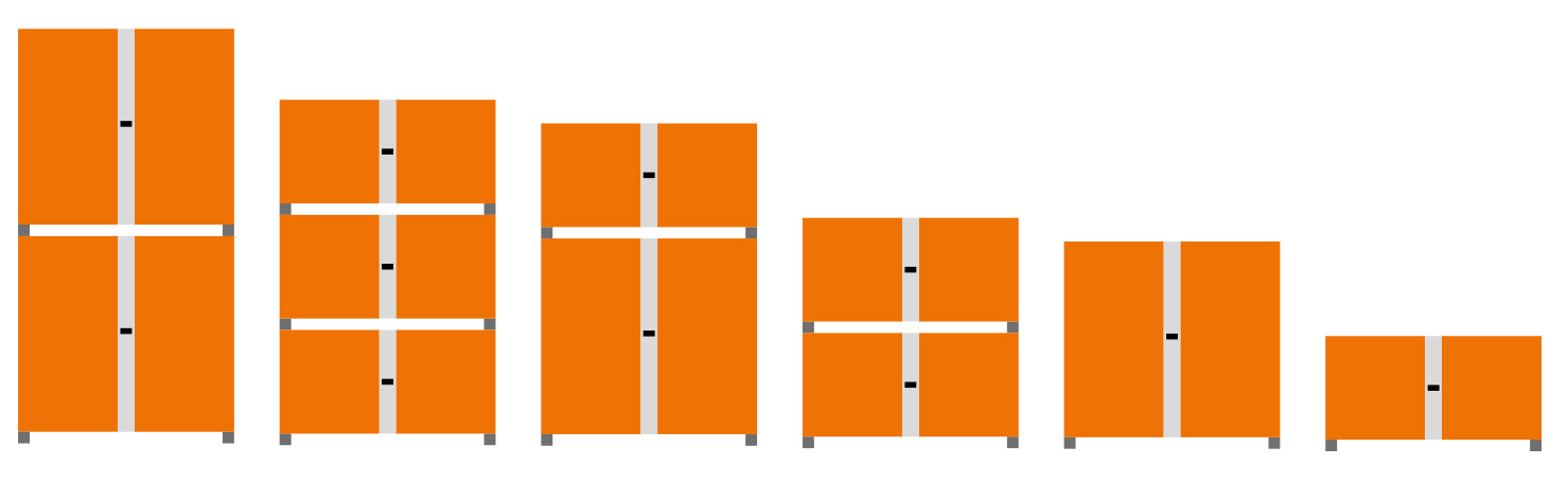 Küche Schränke, Modularer Schrank, Orange Farbe, Schrankvariant, Stauräume