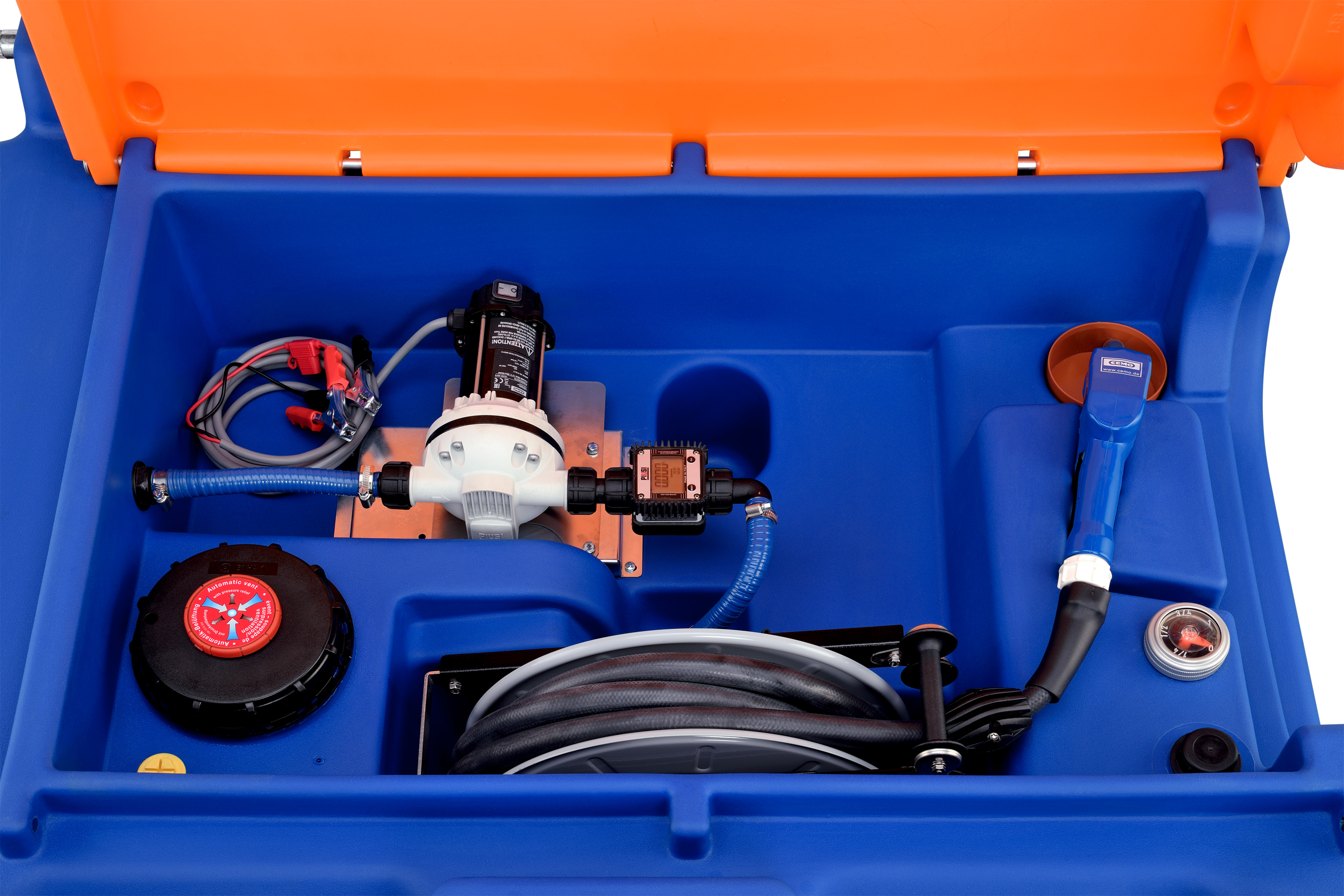 11146_02 Cemo Blue-Mobil Easy 980 Liter Premium mit Elektropumpe 12 Volt und Schlauchaufroller