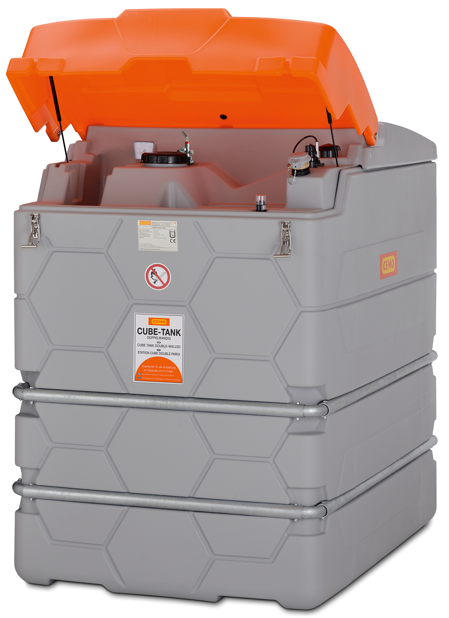 CUBE-Heizoeltank-offen-2500l_104555440bfbacf431 Beispiel CUBE Heizöltank 2500 Liter, Klappdeckel offen