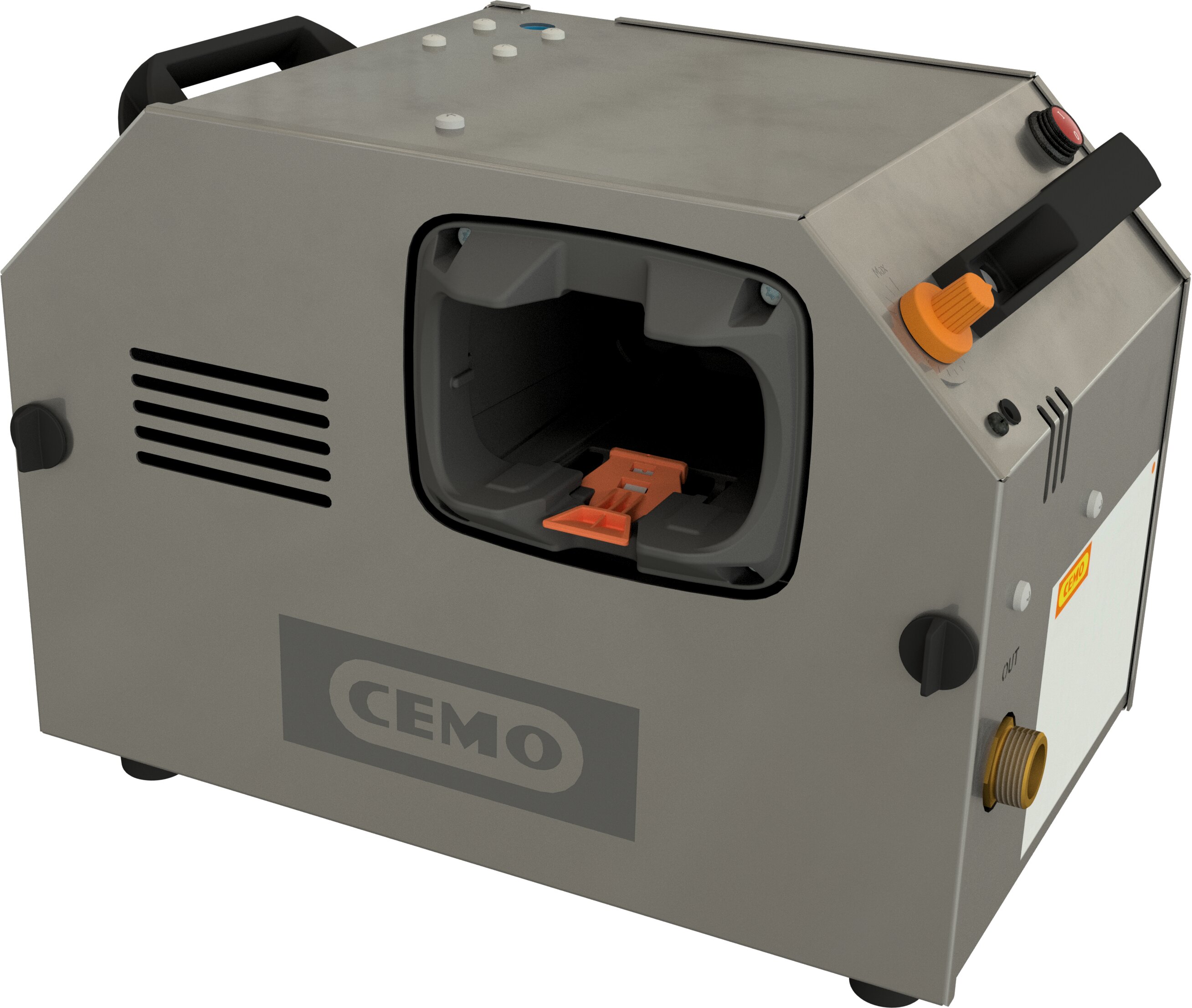 CEMO-Einheit, Industrielle Vorrichtung, Sicherheitsventil, orange Anschlussdose, Metallgehäuse