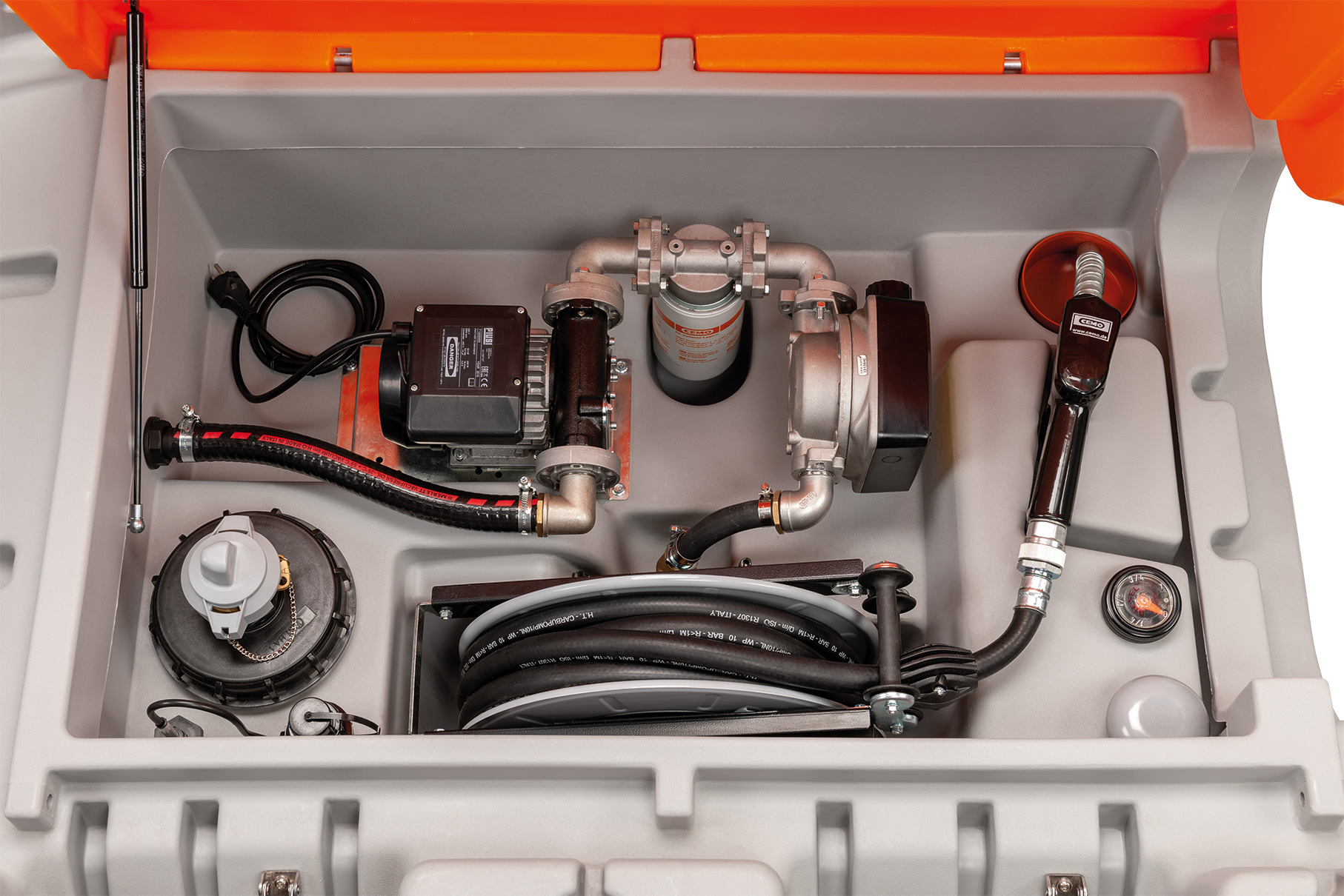 11631_CUBE_Innenansicht Cemo Dieseltankanlage CUBE 980 Liter stationär – Premium Outdoor 11631 Innenansicht