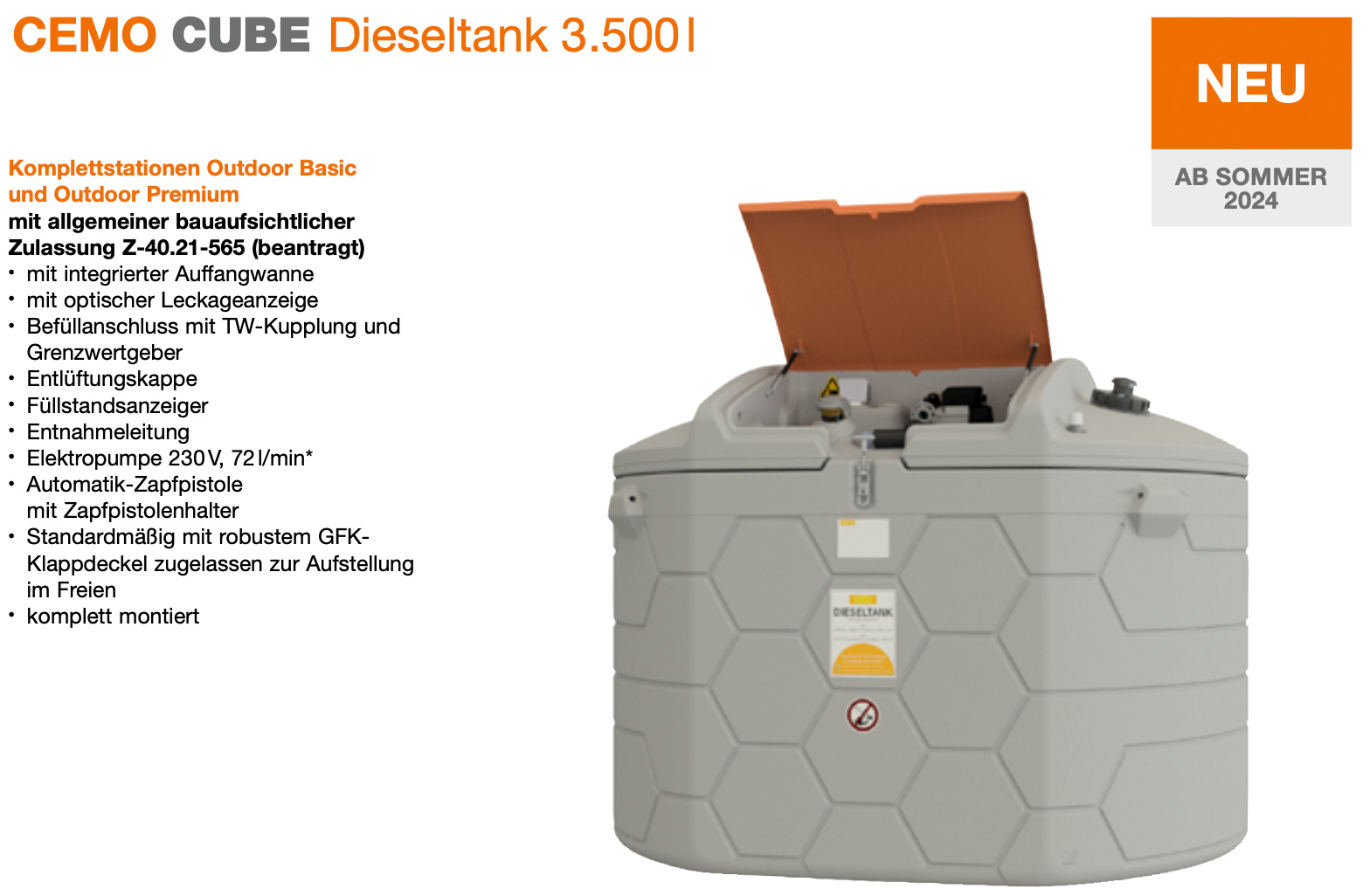 Tankanlage für Diesel mit CUBE Tanks 3500 Liter Tankanlage für Diesel mit CUBE Tanks 3500 Liter