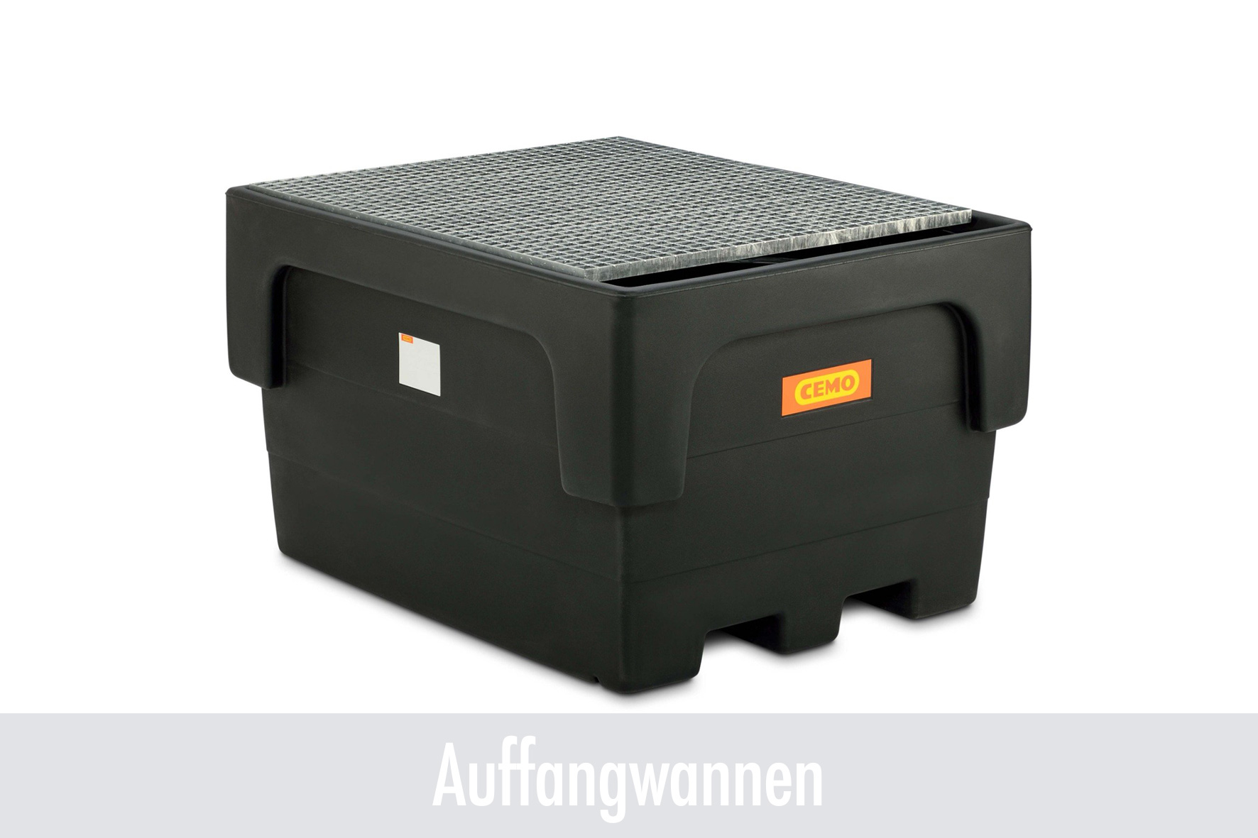stapelbox, werkzeugkiste, schwarz, metallgitter, orange logo