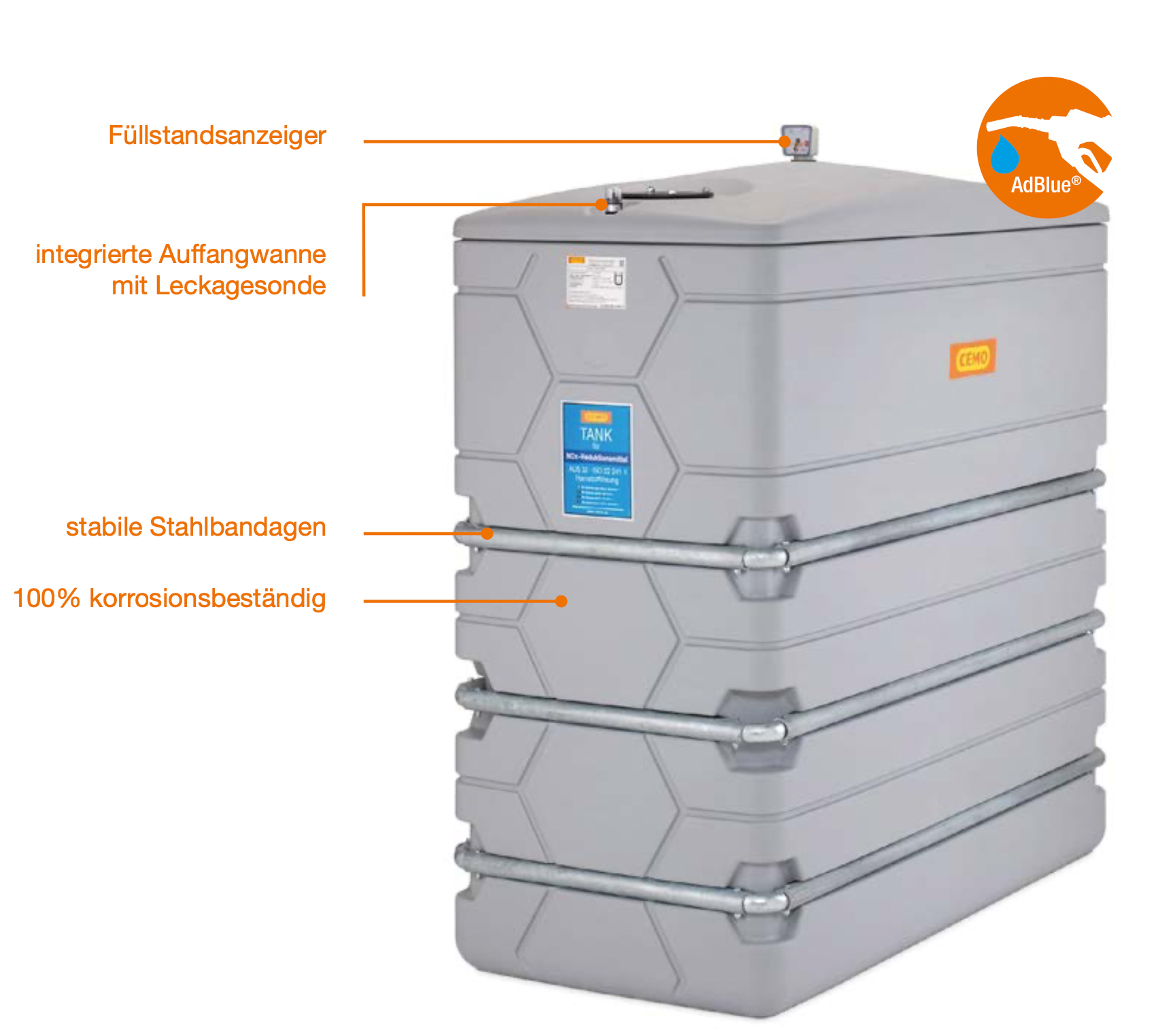 11858-Cube-Blue-Slimline-2000-Liter-proforma CUBE Slimline 2000 Liter für AdBlue® Cemo 11858