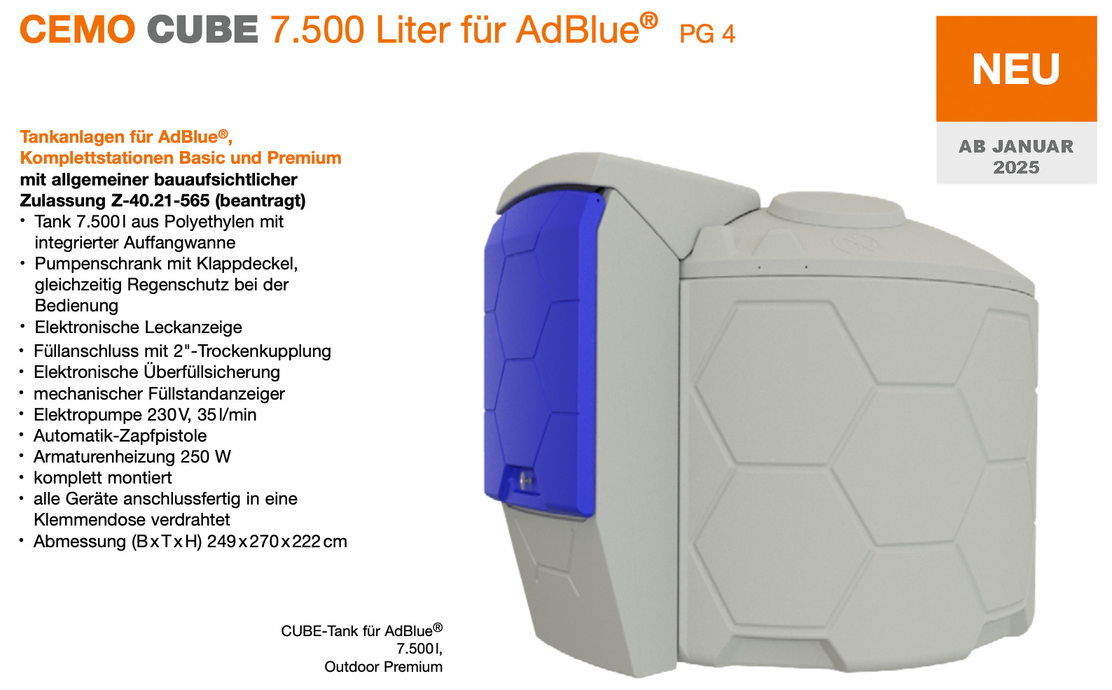 Tankanlage für AdBlue® mit CUBE Tanks 7500 Liter Tankanlage für AdBlue® mit CUBE Tanks 7500 Liter