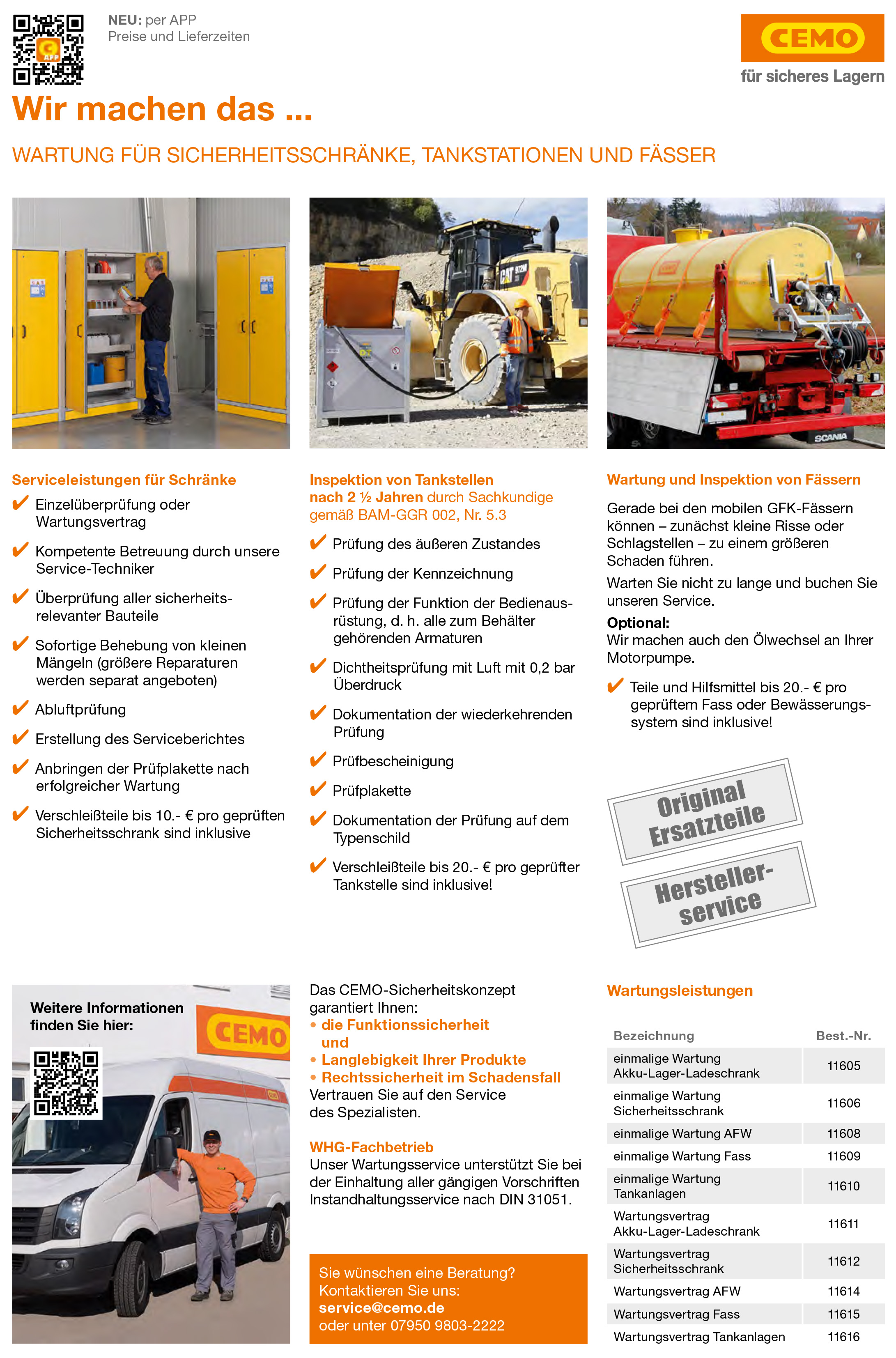 Neuer Service von Cemo - Wartung